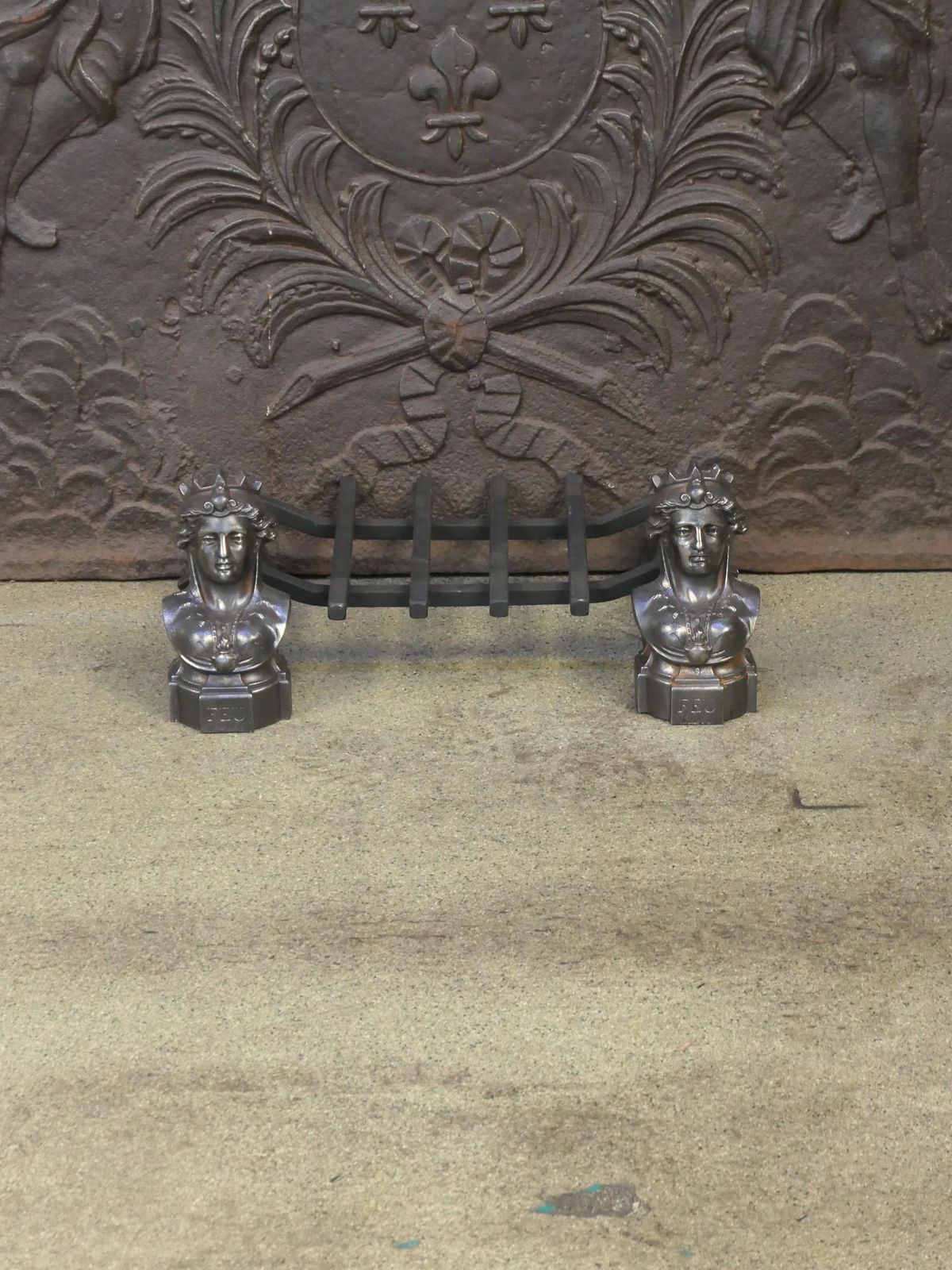 Antique French Napoleon III Fire Grate, Fireplace Grate, 19th Century photo for sale