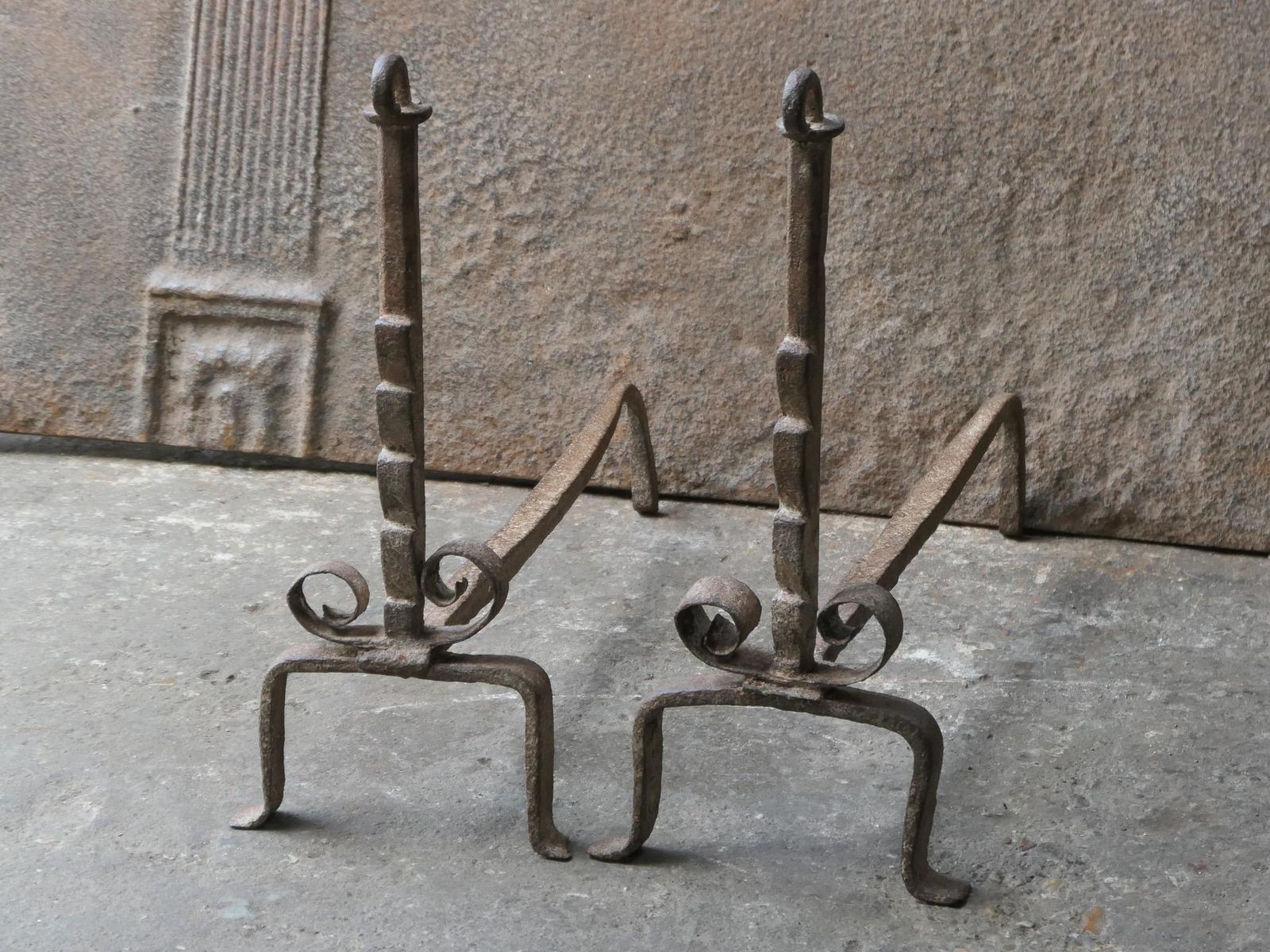 Antique French Louis XV Fire Andirons, 18th Century photo vinterior