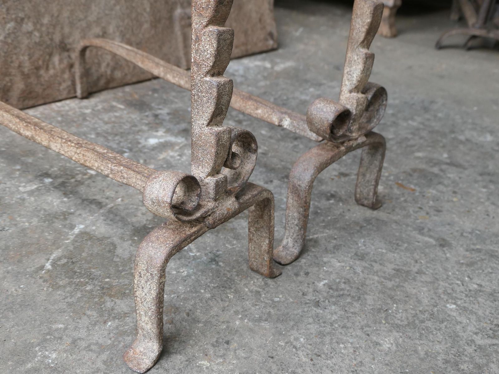 photo buy Antique French Louis XV Fire Andirons, 18th Century