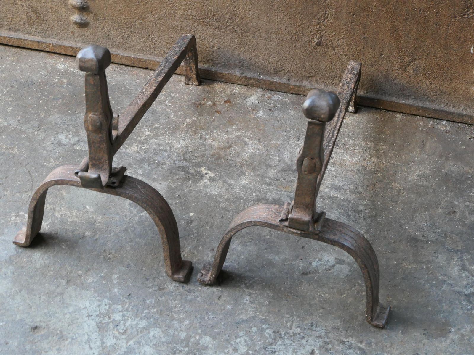 18th C. French Louis XV Wrought Iron Andirons photo buy