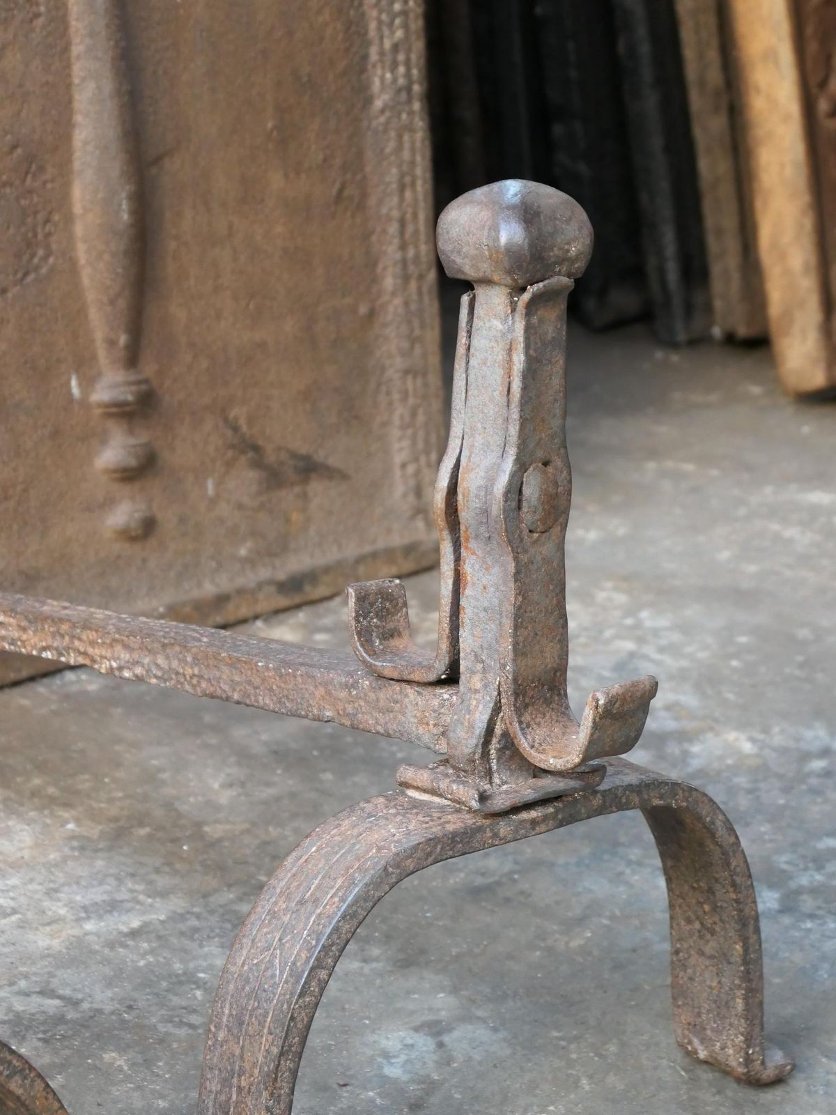 photo furniture 18th C. French Louis XV Wrought Iron Andirons