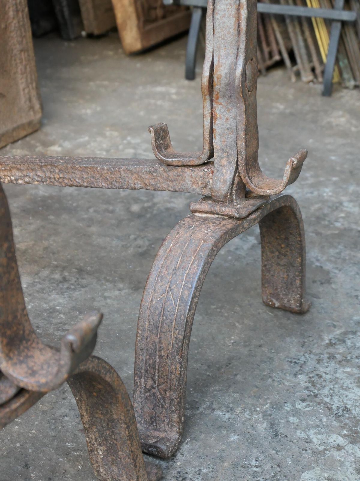 photo vinterior 18th C. French Louis XV Wrought Iron Andirons