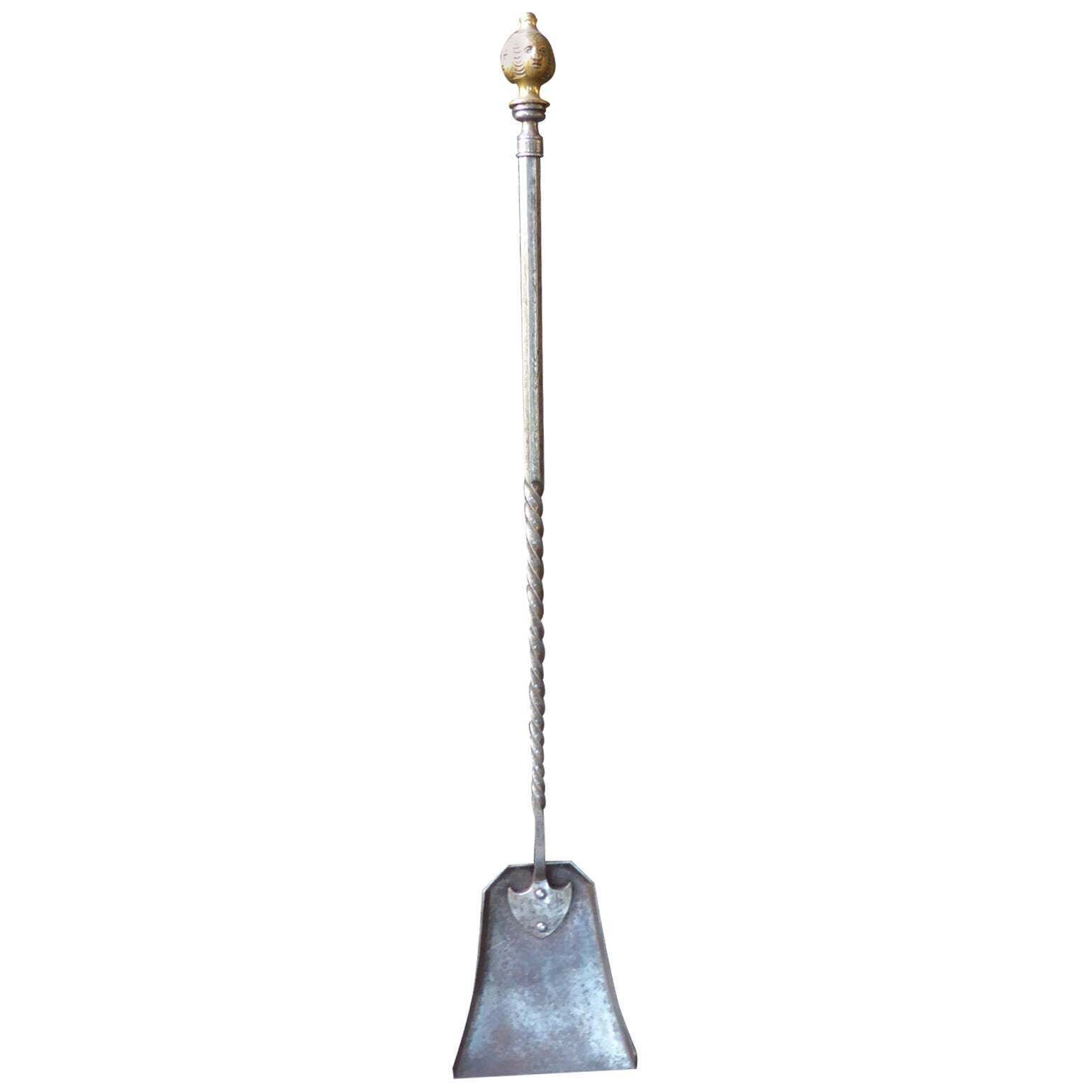 Antique French Polished Steel Fireplace Shovel Or Fire Shovel