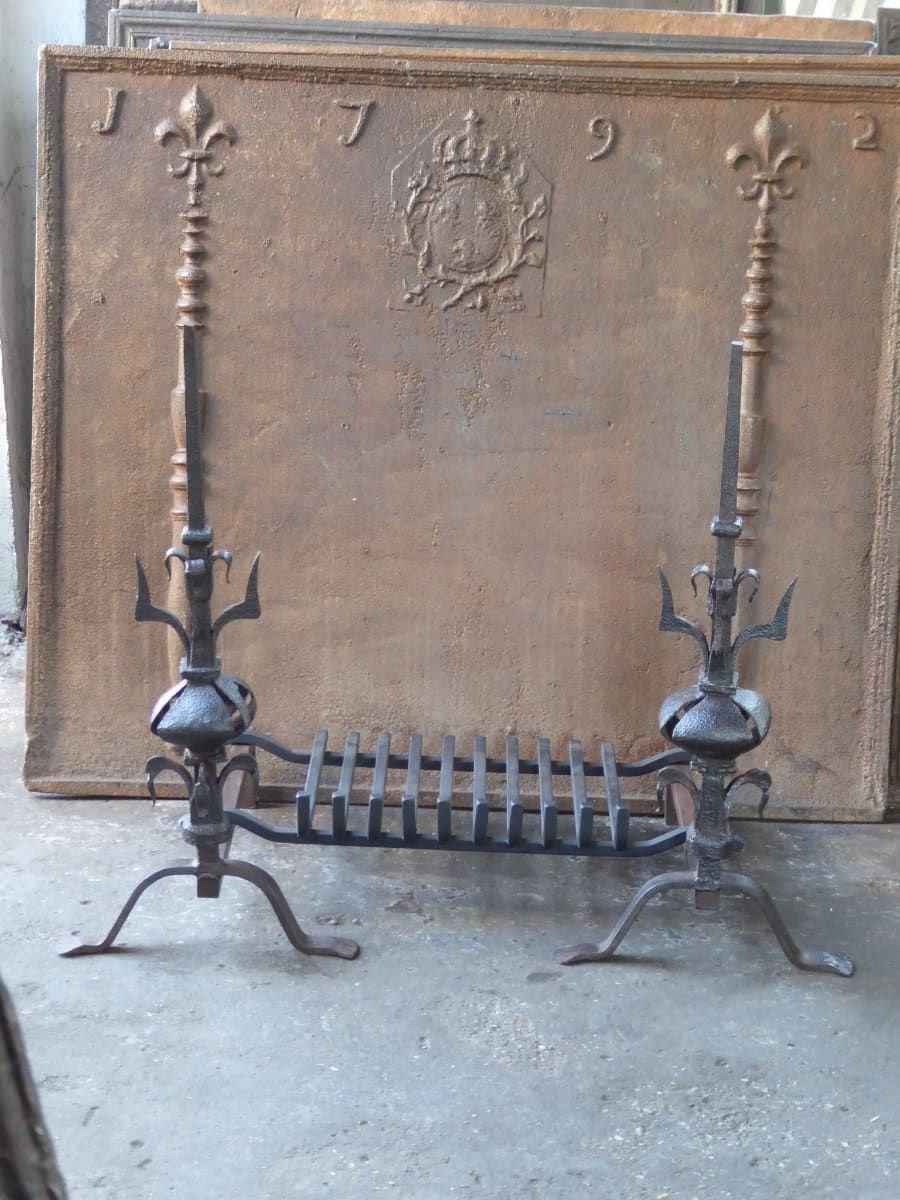Antique French Louis XV Period Fireplace Grate Or Fire Basket, 18th Century photo furniture
