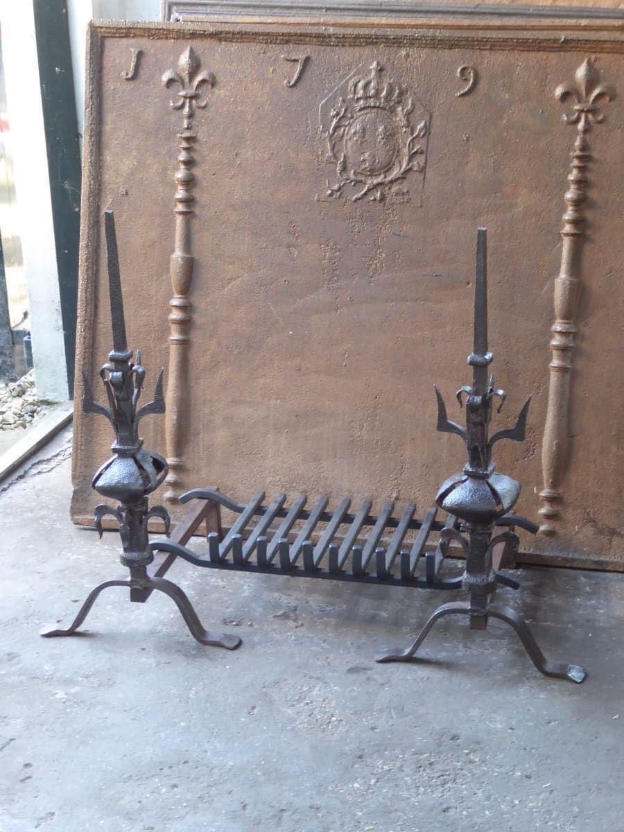 Antique French Louis XV Period Fireplace Grate Or Fire Basket, 18th Century photo for sale