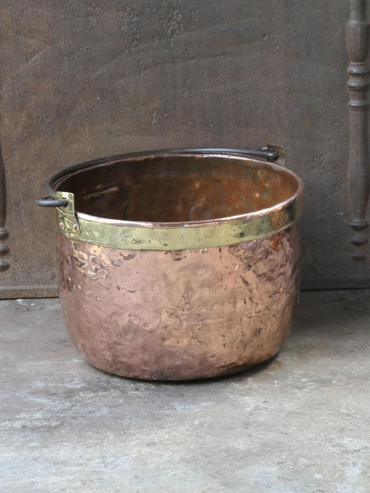 18th Century Antique Dutch Polished Copper Firewood Basket photo for sale