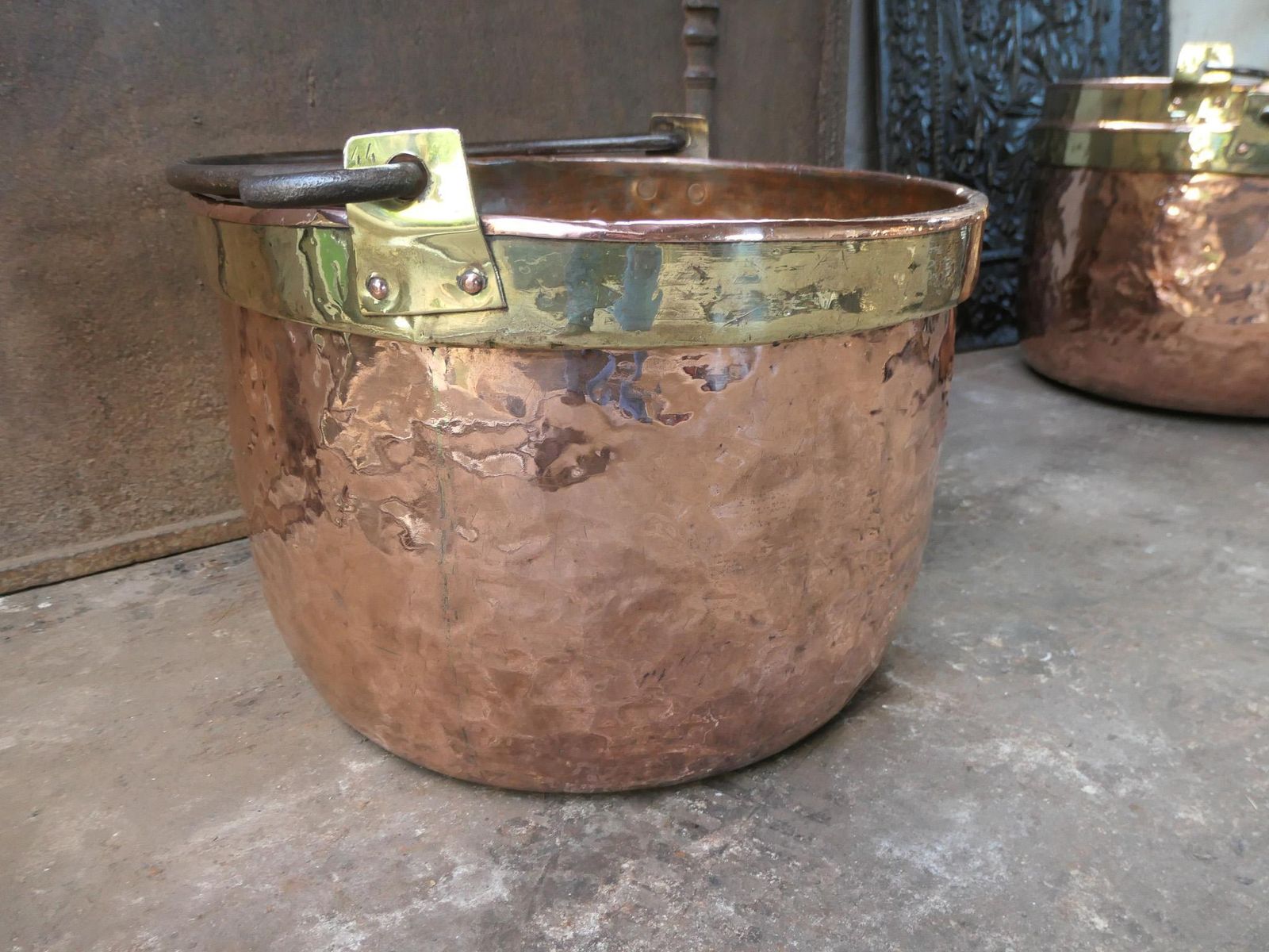photo for sale 18th Century Antique Dutch Polished Copper Firewood Basket