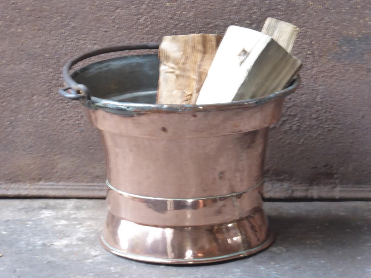 photo for sale 18th Century French Polished Copper Log Holder Or Log Basket