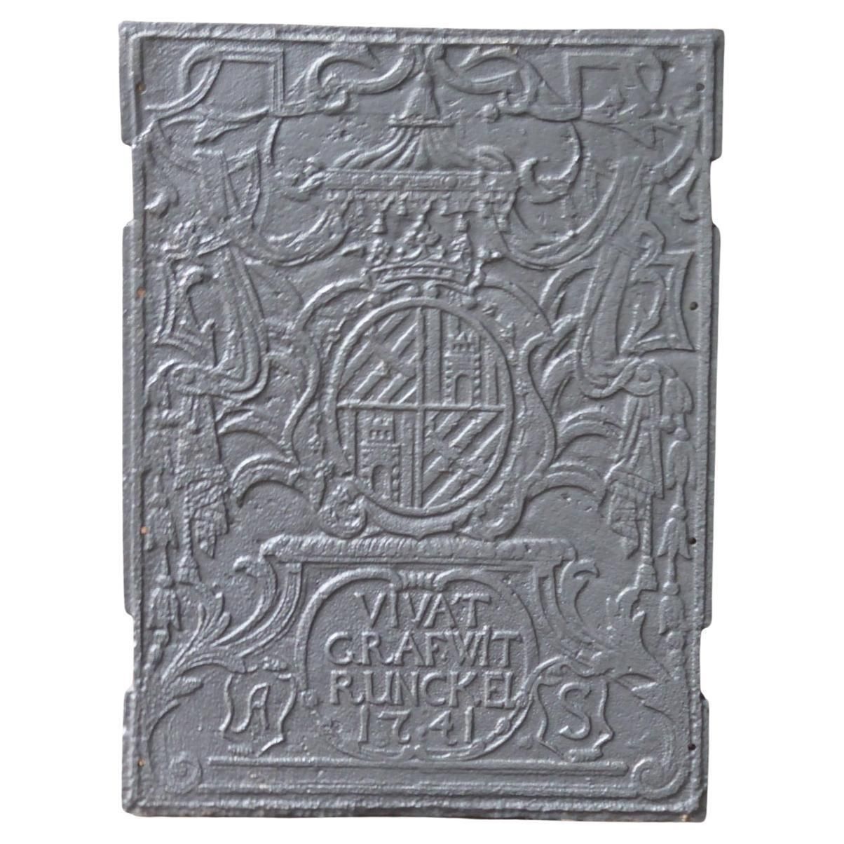 18th Century German Louis XV 'Coat Of Arms' Fireback / Backsplash