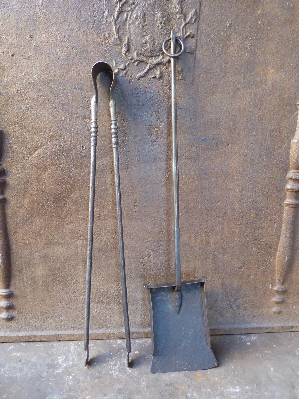 Large French Wrought Iron Fireplace Tools Or Fire Tools, 17th 18th Century photo for sale