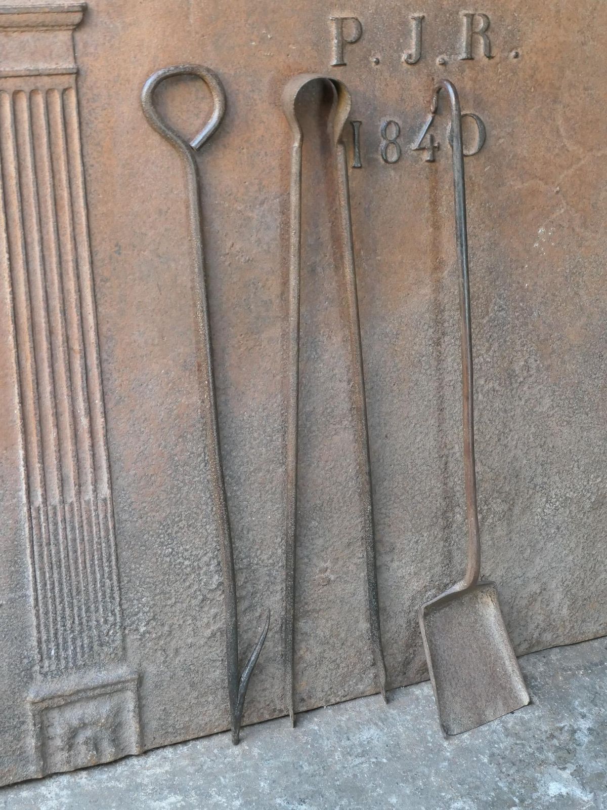 Rustic French Neoclassical Fireplace Tools, 18th 19th Century photo vinterior