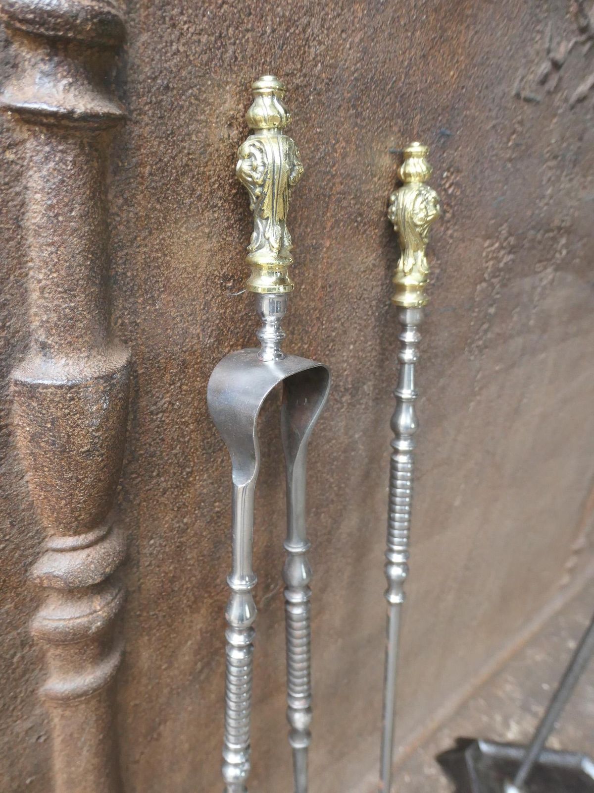 576.0 Antique French 'Grandy Fils' Fireplace Tools Or Fire Tools, 19th Century photo