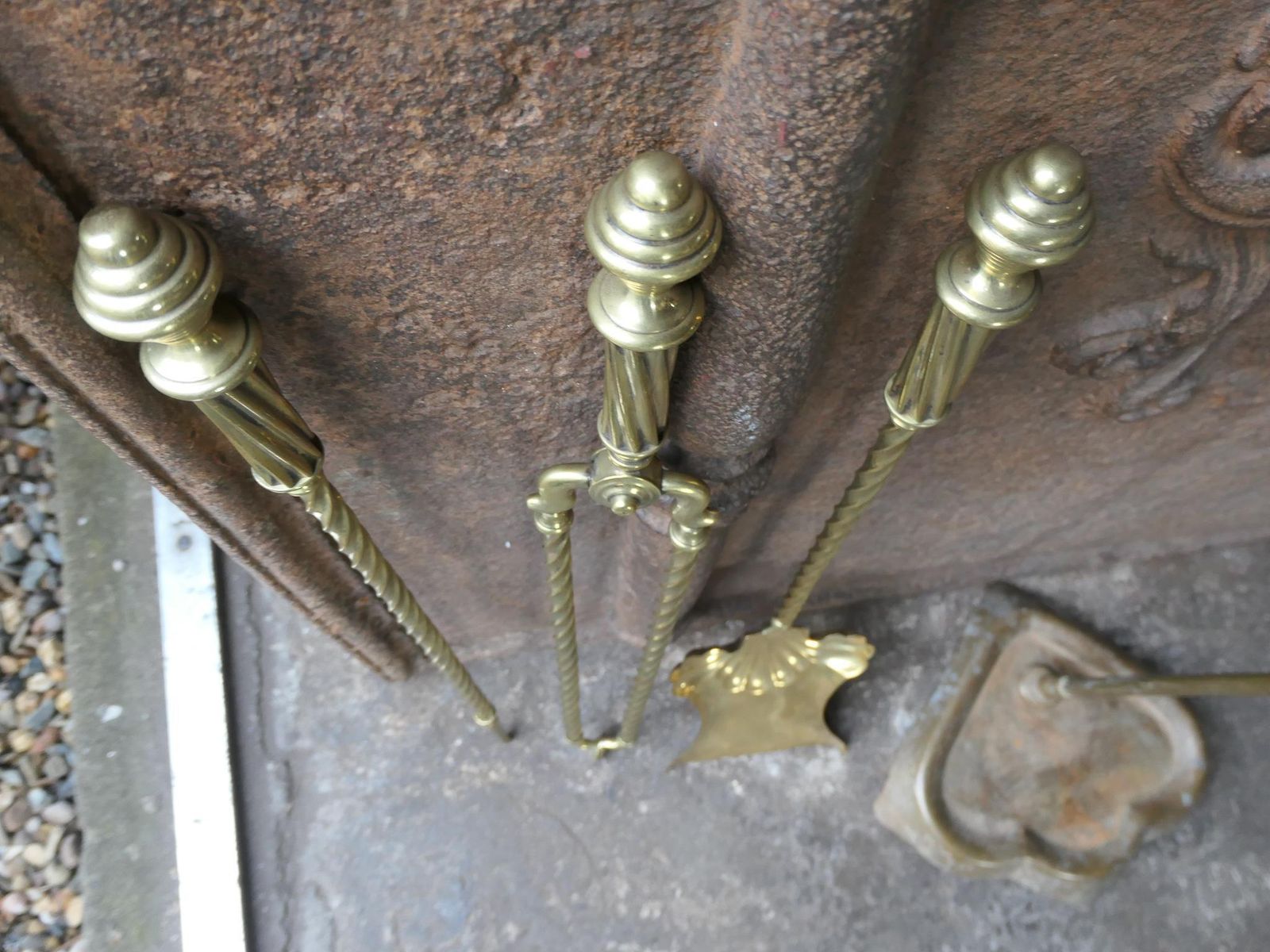 Home Fixtures 19th C. English Brass Victorian Fireside Companion Set photo