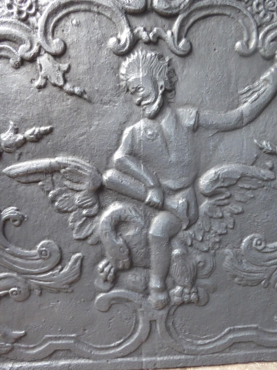 18th Century French 'Zeus And Leda' Fireback / Backsplash photo vintage