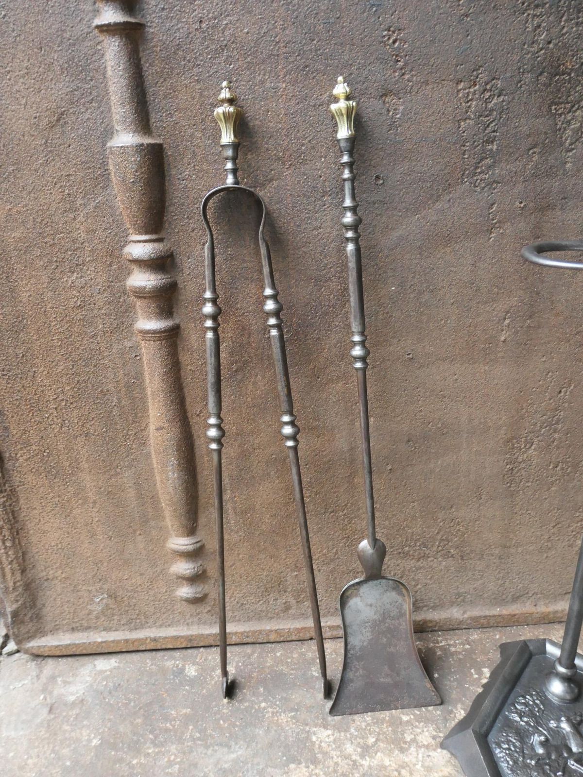 491.0 Antique French 'Grandy Fils' Fireplace Tools Or Fire Tools, 19th Century photo