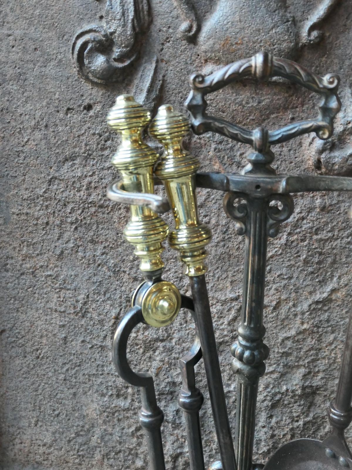 Small 19th C. English Victorian Fireplace Companion Set photo vinterior
