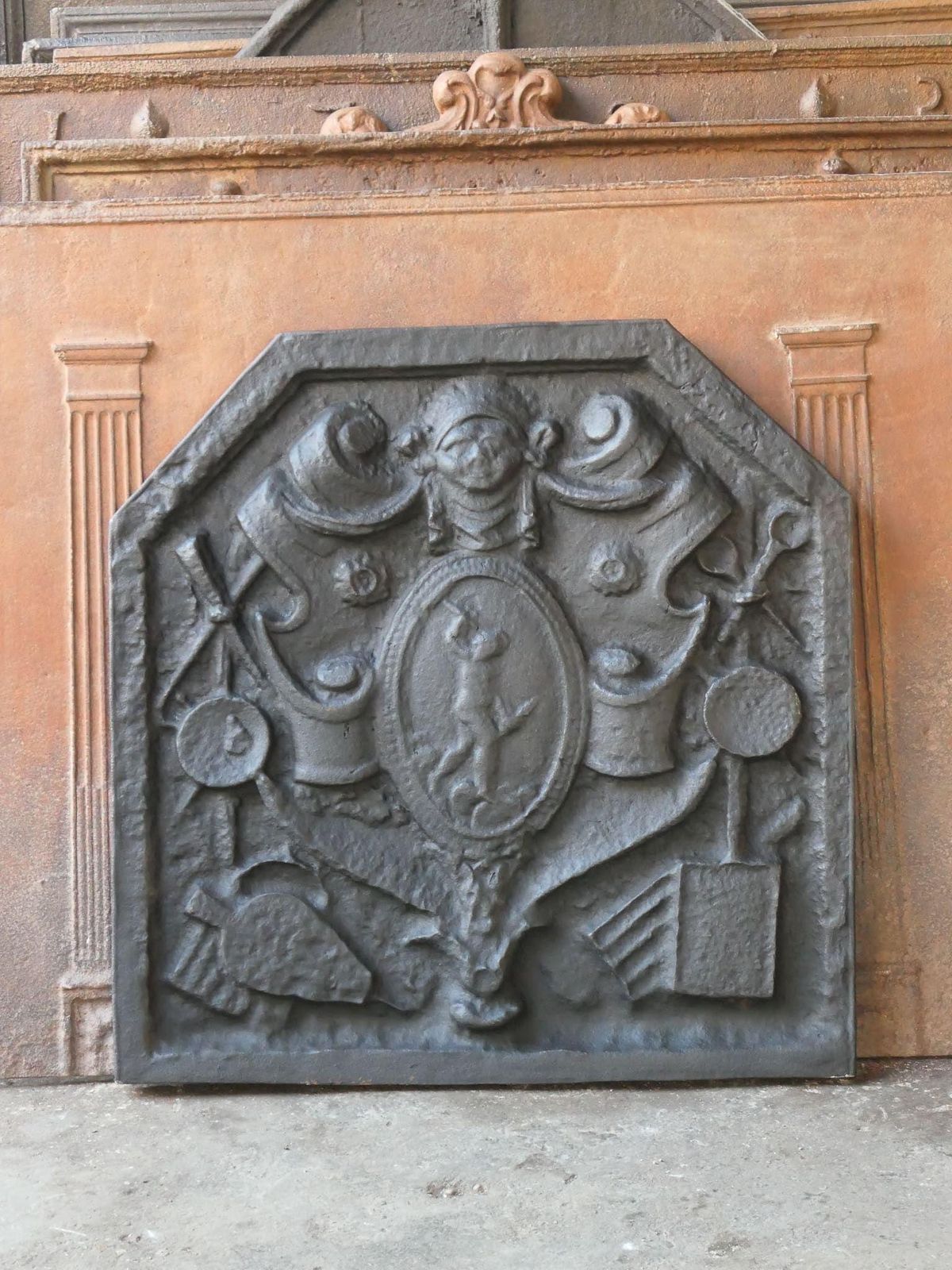 Heavy French Victorian Style Arms Of France Fireback / Backsplash, 20th Century photo furniture