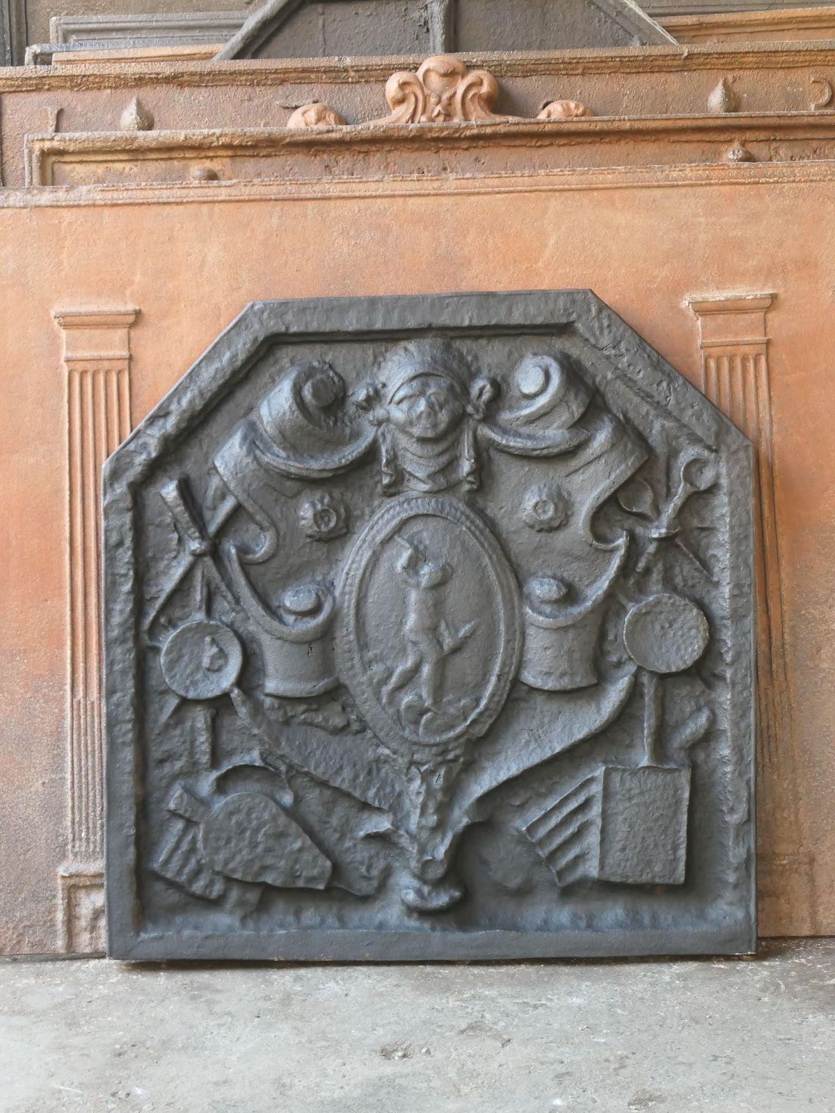 Heavy French Victorian Style Arms Of France Fireback / Backsplash, 20th Century photo for sale