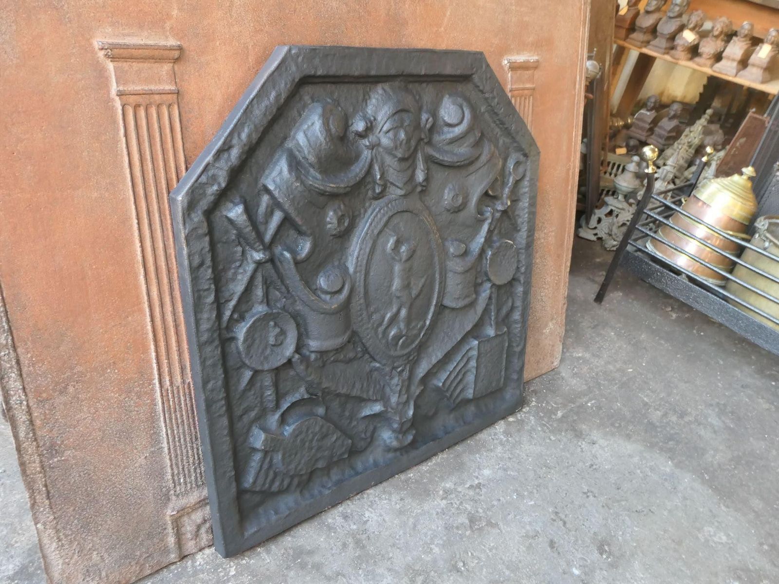 photo for sale Heavy French Victorian Style Arms Of France Fireback / Backsplash, 20th Century