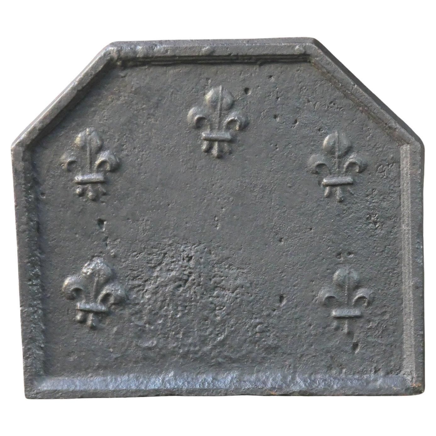 Early 18th Century French Louis XIV Fireback / Backsplash With Fleurs De Lys