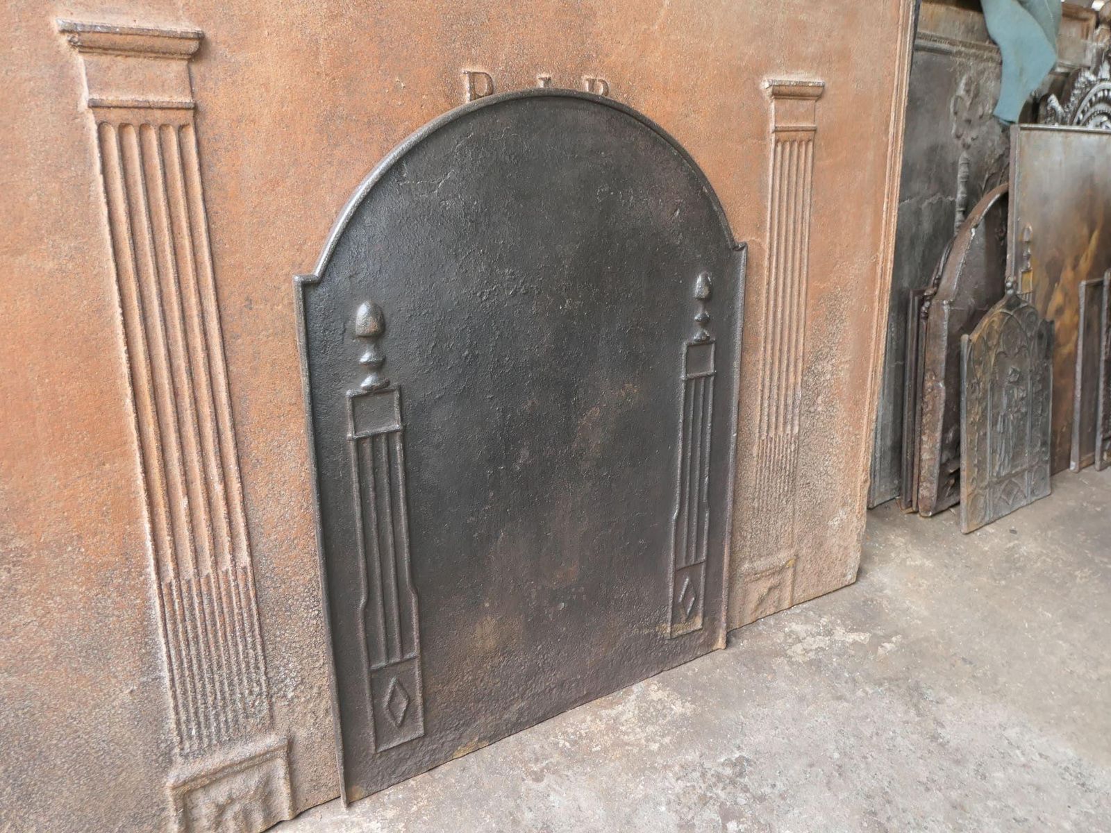 photo for sale French 'Pillars Of Freedom' Fireback / Backsplash, Early 19th Century