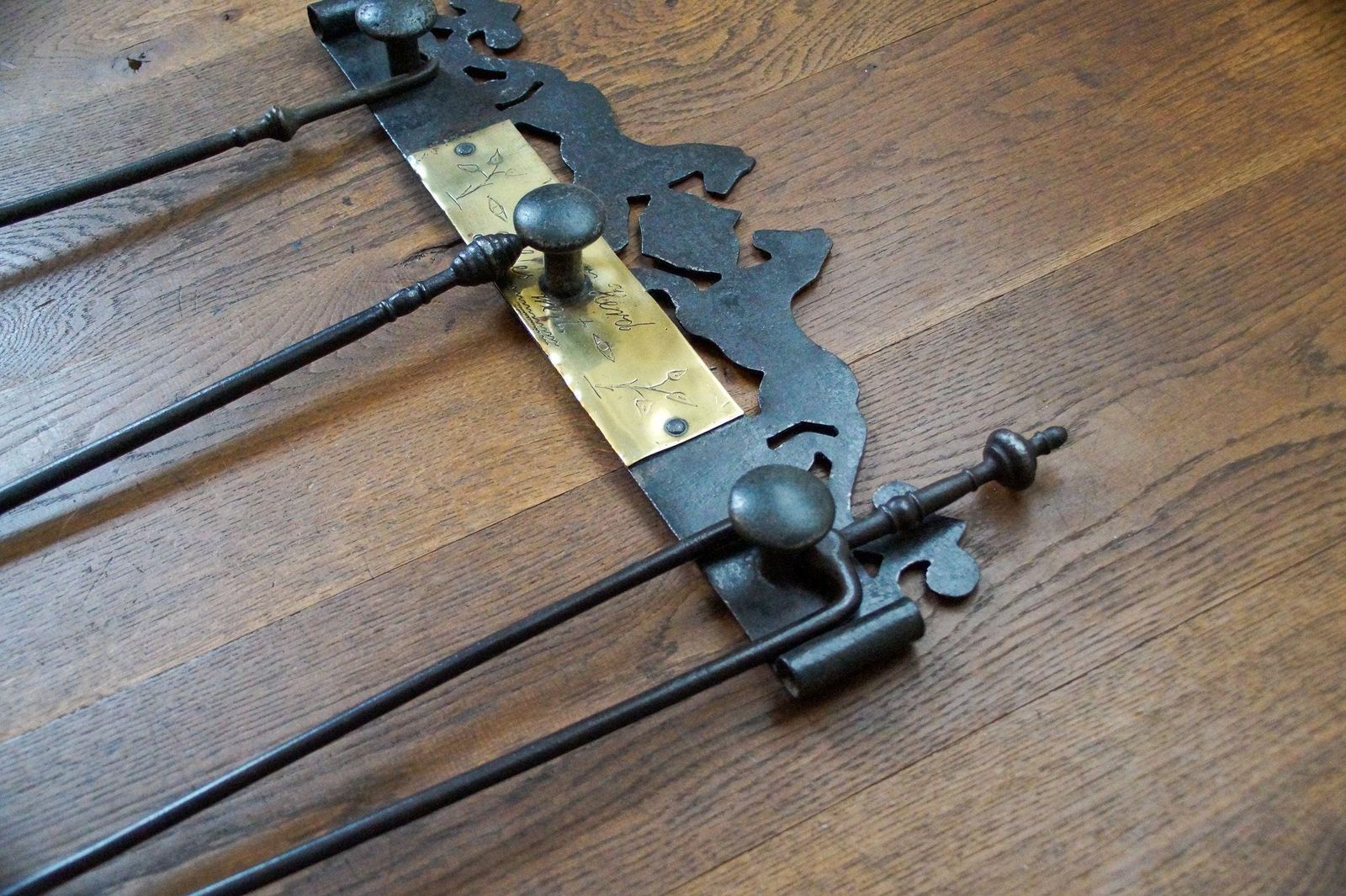 Dutch Fireplace Tool Set, Fire Tools, Early 20th Century, Victorian Style photo vinterior