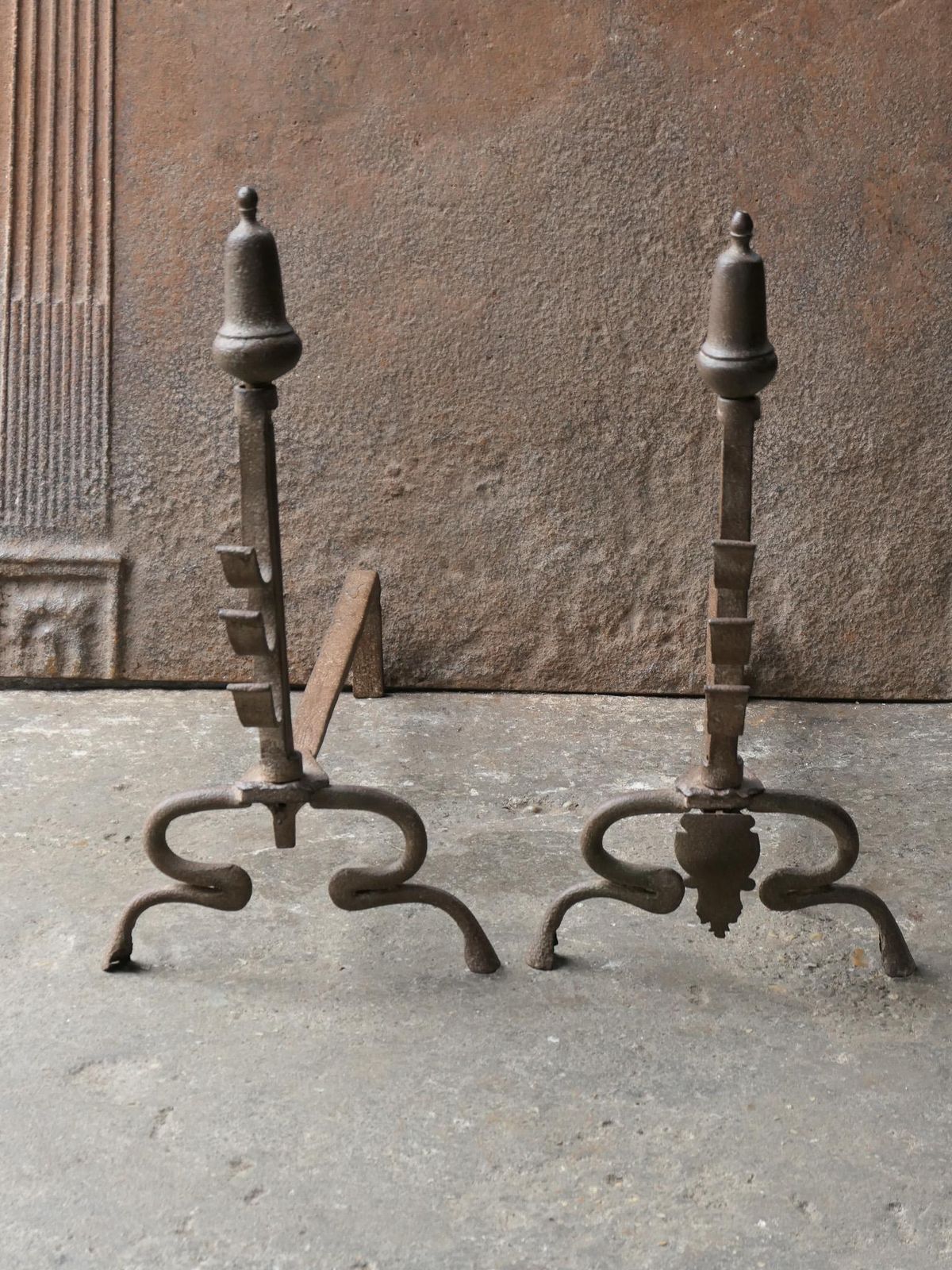 Antique French Louis XV Fire Andirons, 18th Century photo furniture