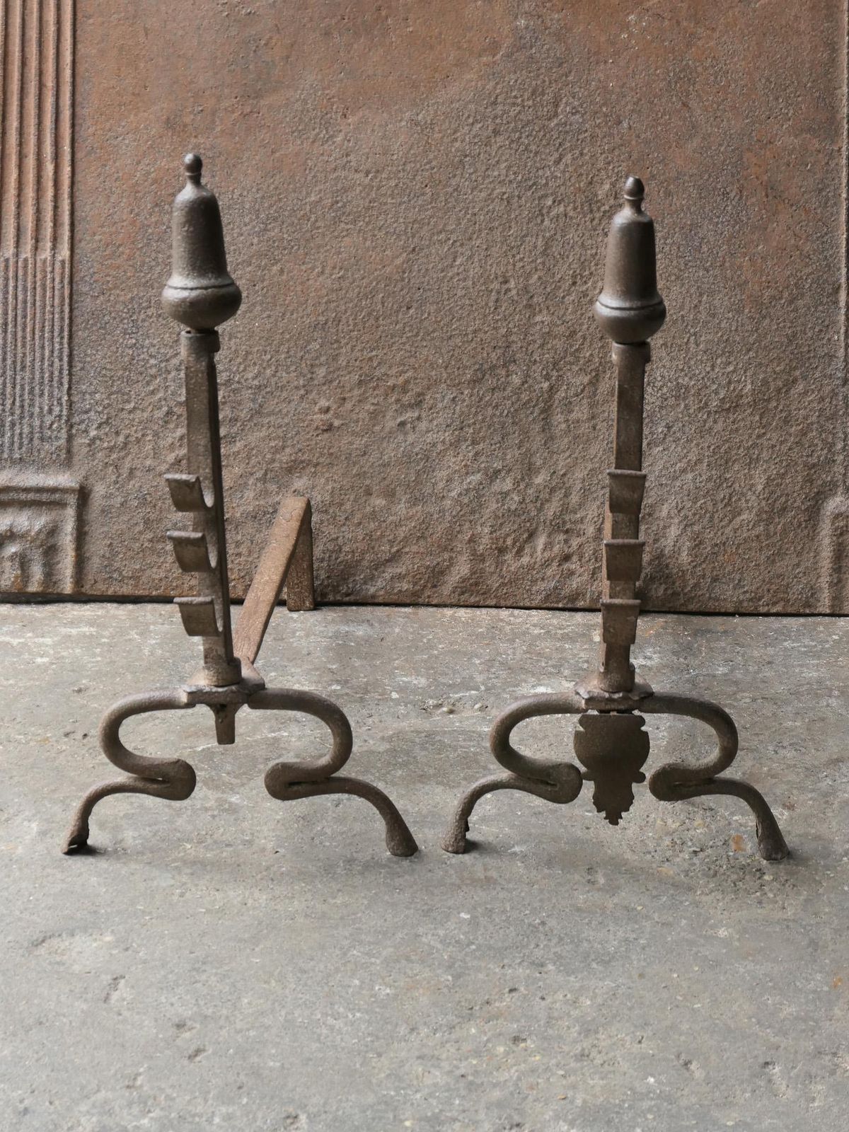 Antique French Louis XV Fire Andirons, 18th Century photo for sale