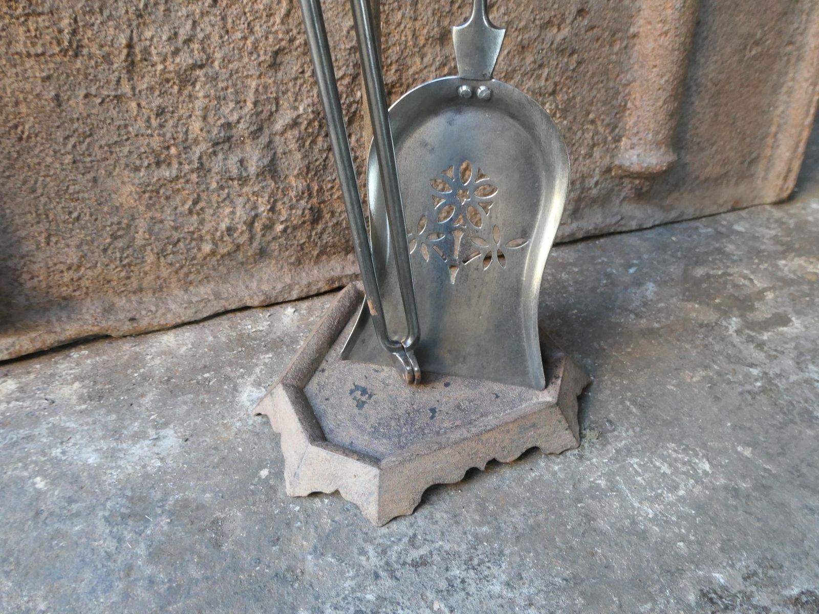 19th C. English Polished Steel And Brass Victorian Companion Set photo buy