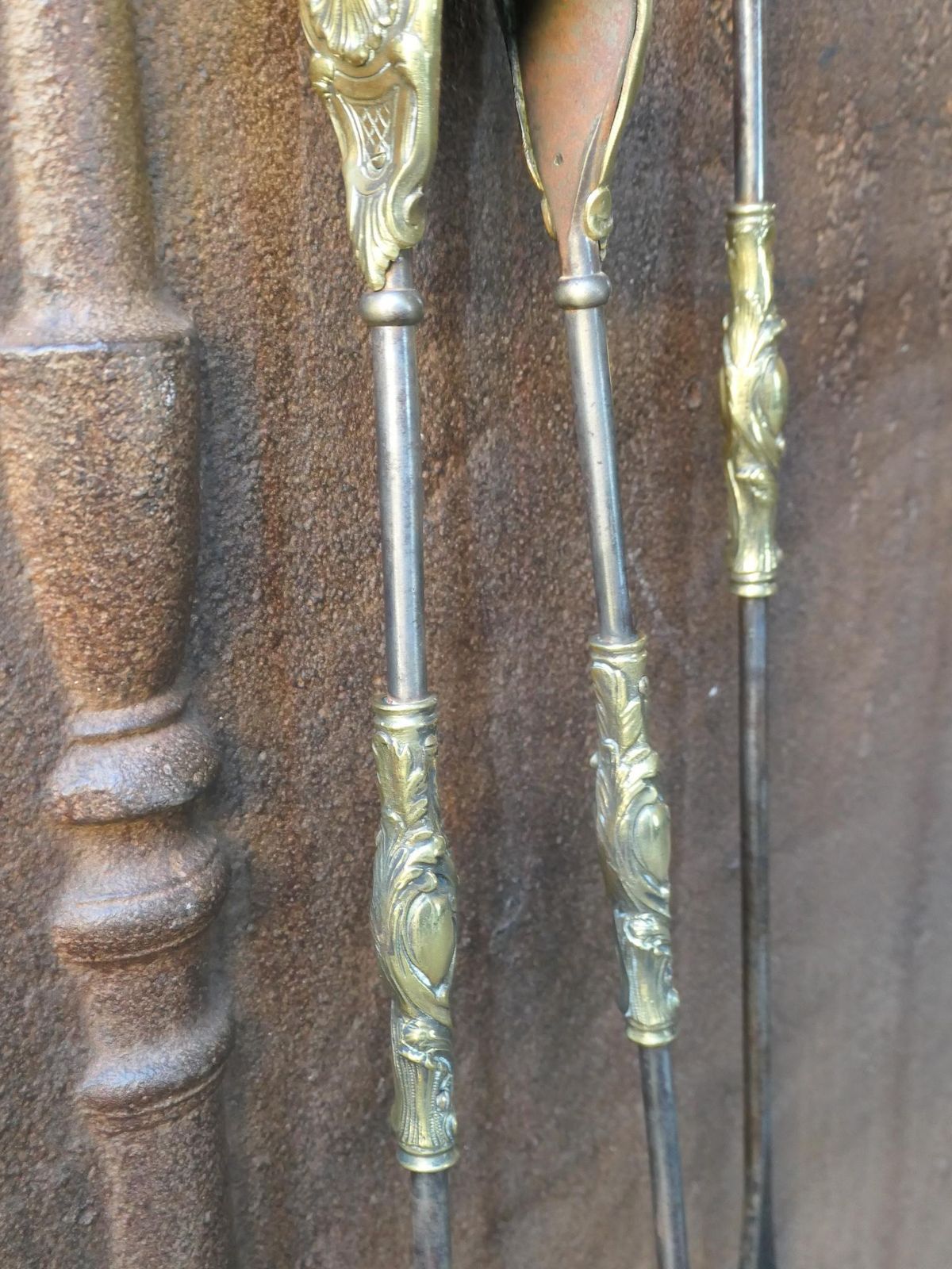 746.0 19th C. French Napoleon III Fireplace Tool Set photo