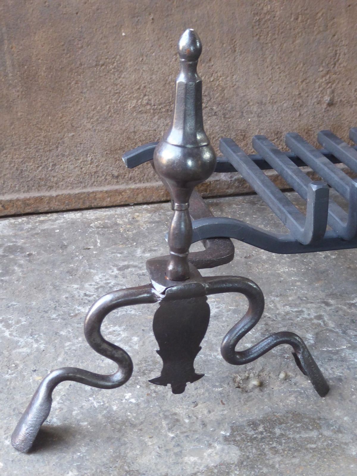 Antique French Louis XV Fire Grate, Fireplace Grate, 18th Century photo vintage