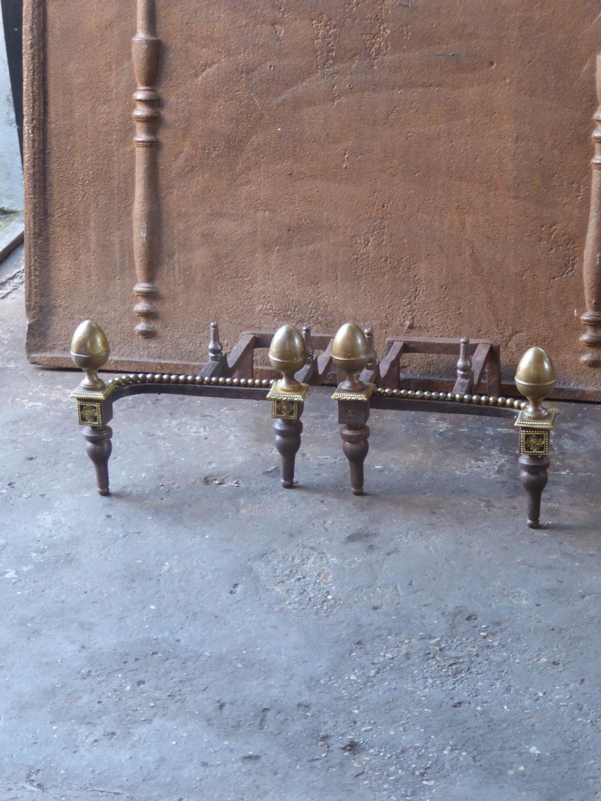 Antique French Napoleon III Fire Grate, Fireplace Grate, 19th Century photo Home Fixtures