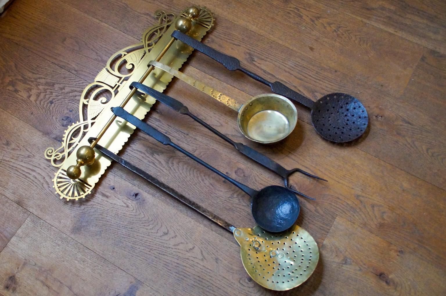 Antique Dutch Fireplace Tool Set, Fire Tools, 18th 19th Century photo Home Fixtures