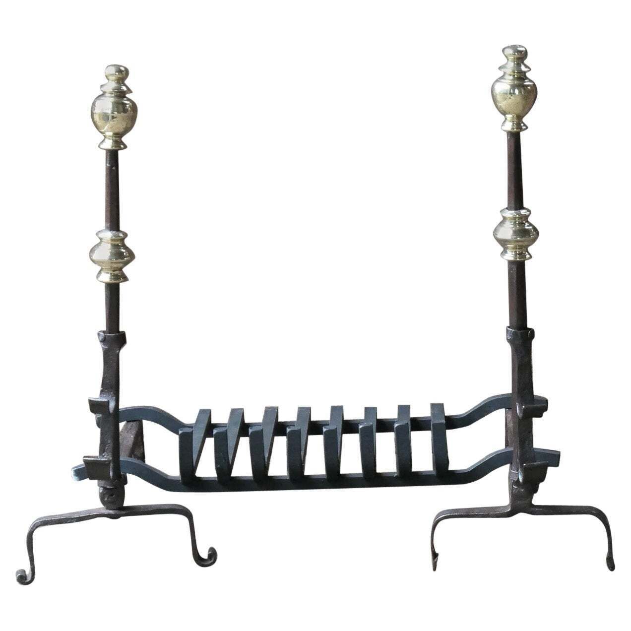 Antique French Louis XIV Period Fireplace Grate, 17th Century