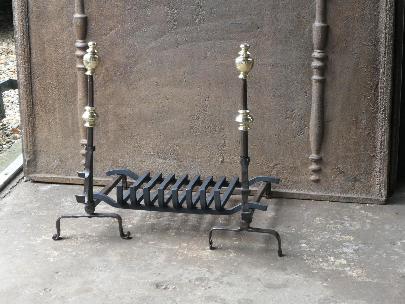 Antique French Louis XIV Period Fireplace Grate, 17th Century photo Home Fixtures