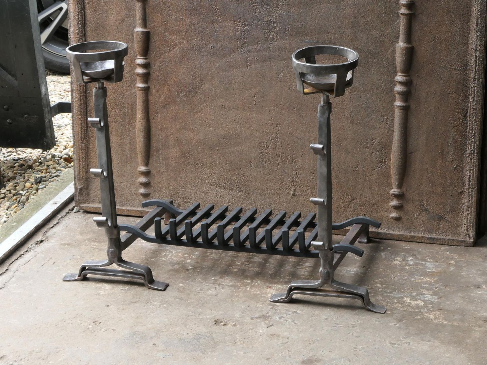 Antique French Gothic Fireplace Grate Or Fire Basket, 17th   18th Century photo Home Fixtures