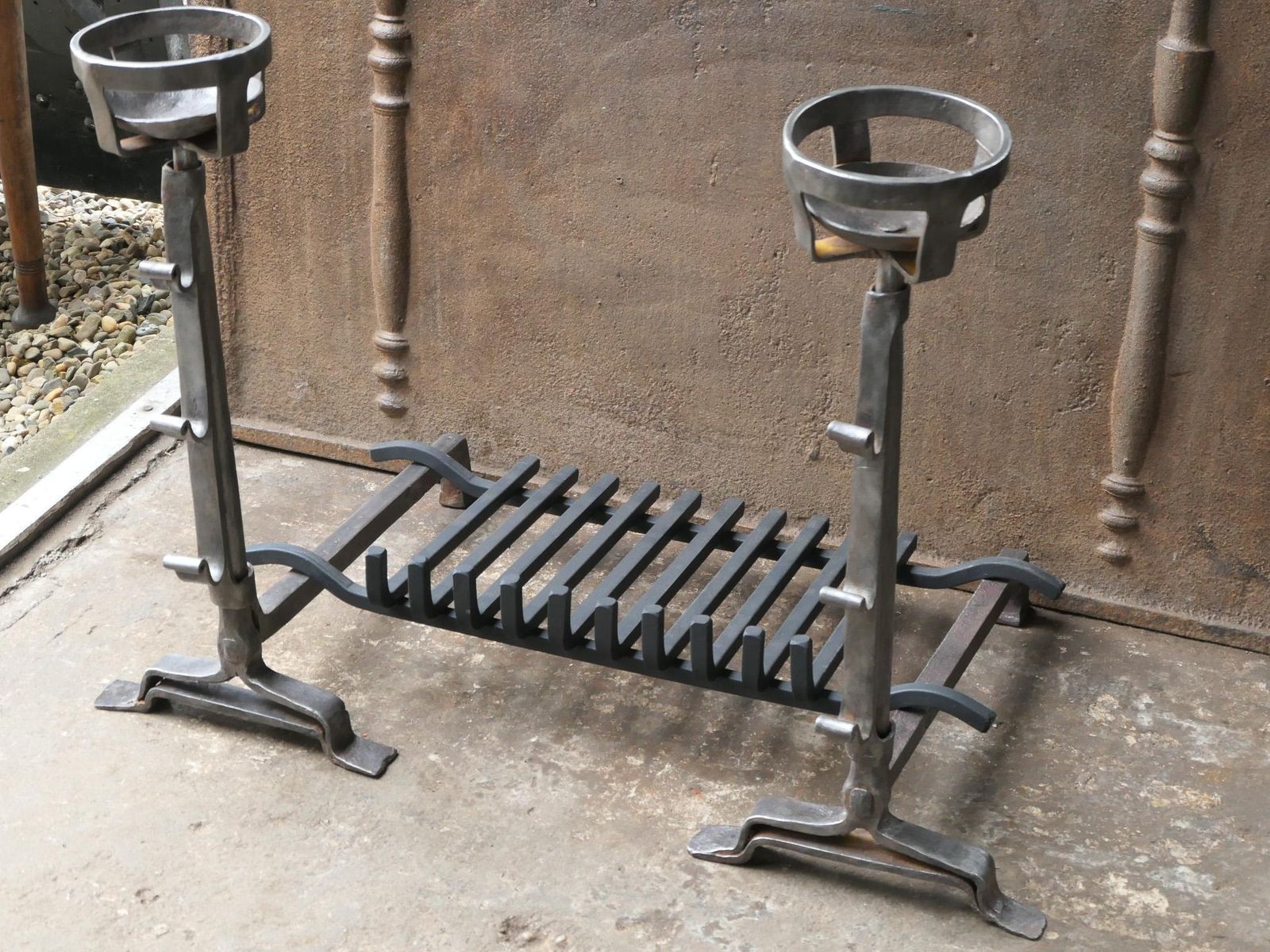 Antique French Gothic Fireplace Grate Or Fire Basket, 17th   18th Century photo 849.0