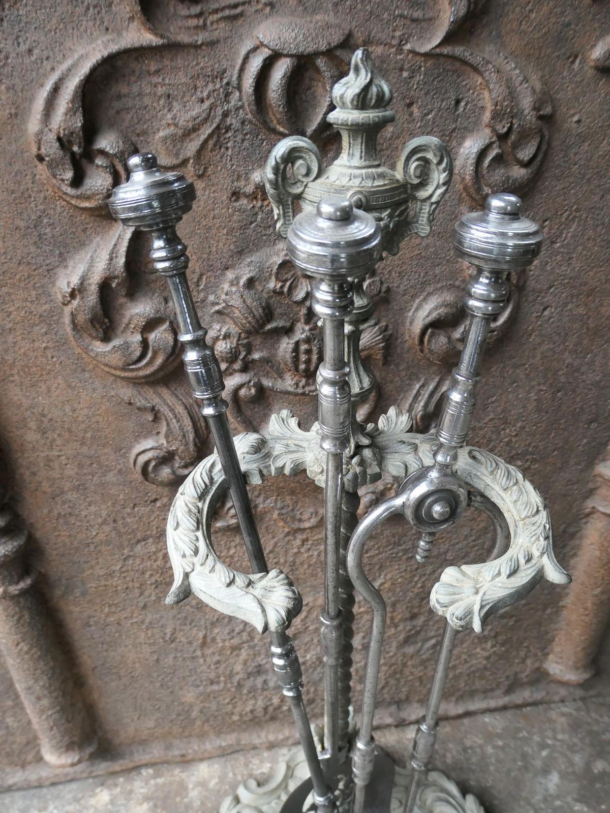 Large 18th 19th C. English Polished Steel Georgian Fireside Companion Set photo Home Fixtures
