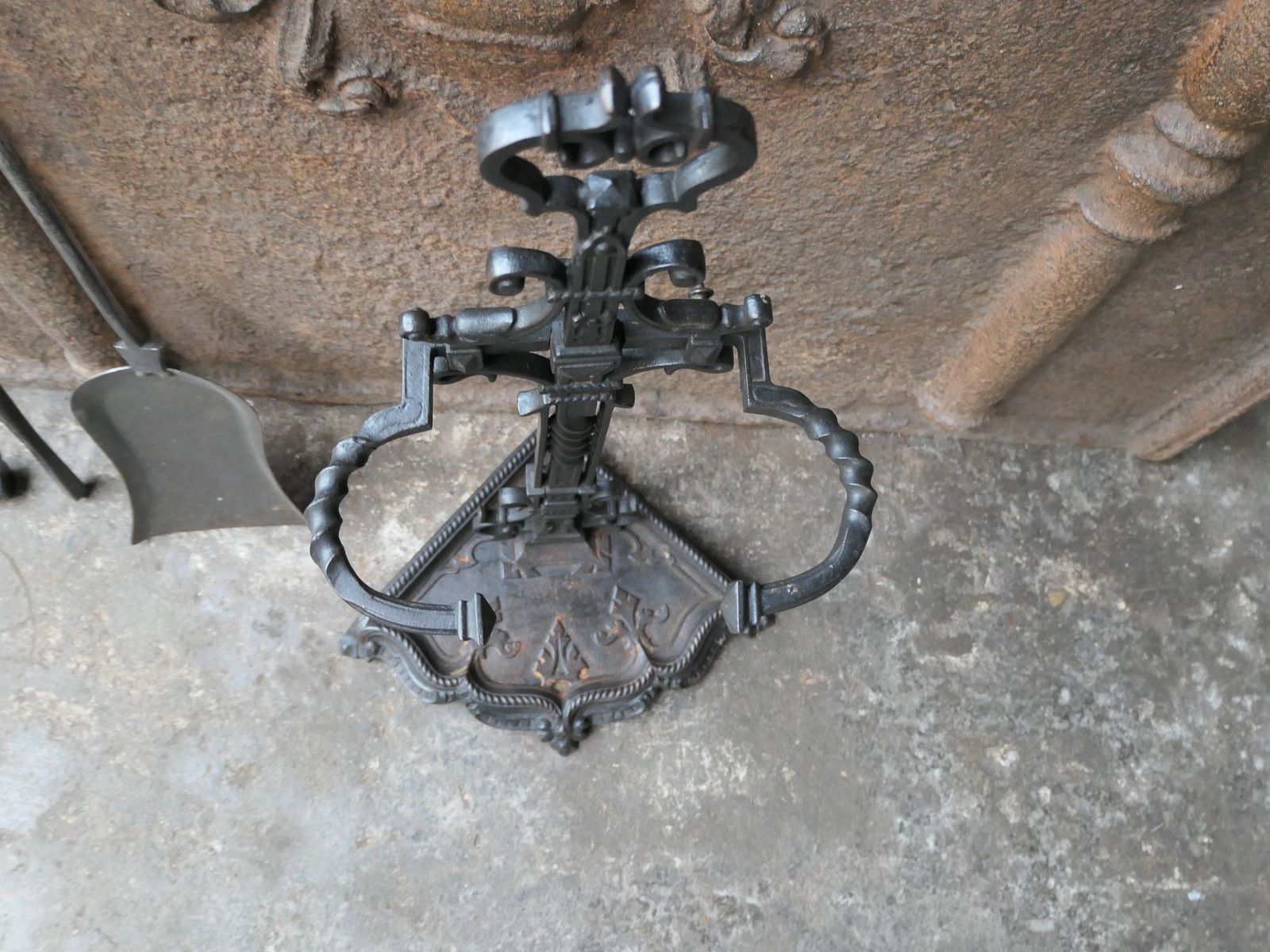 English Polished Steel Victorian Fireside Companion Set, 19th C photo vintage