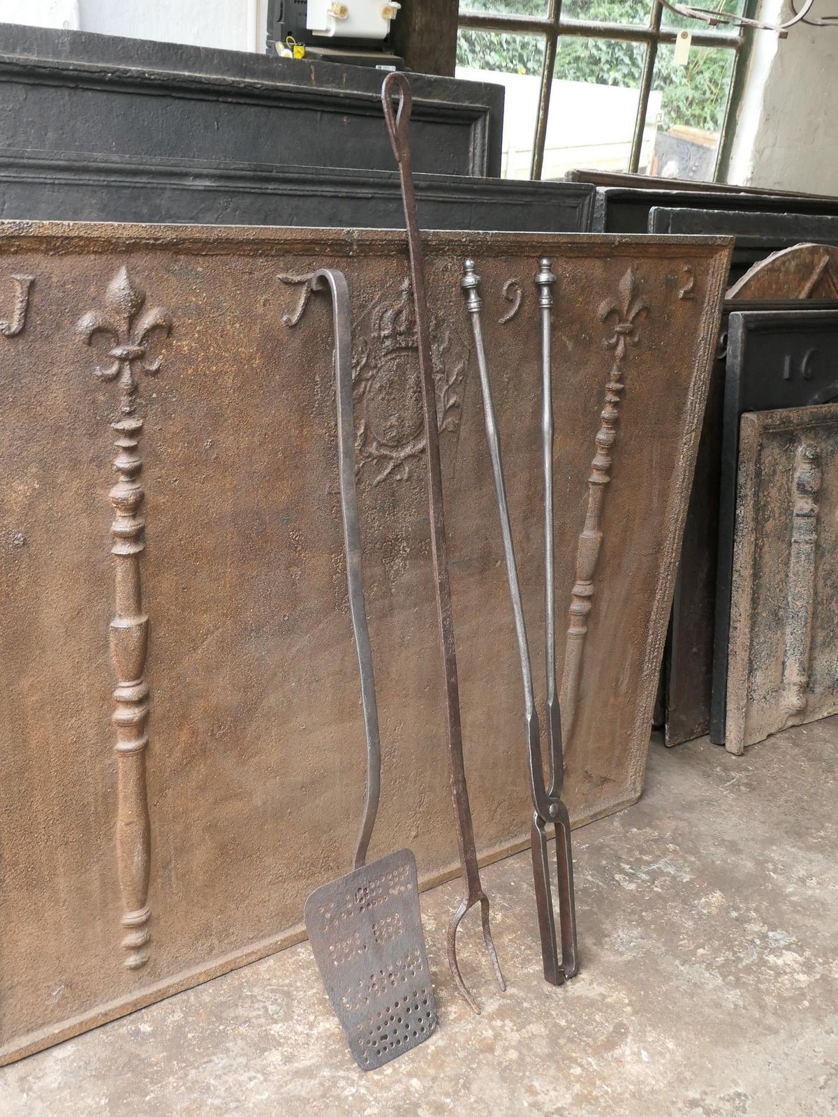 Large French Neoclassical Fireplace Tools, 18th 19th Century photo vinterior