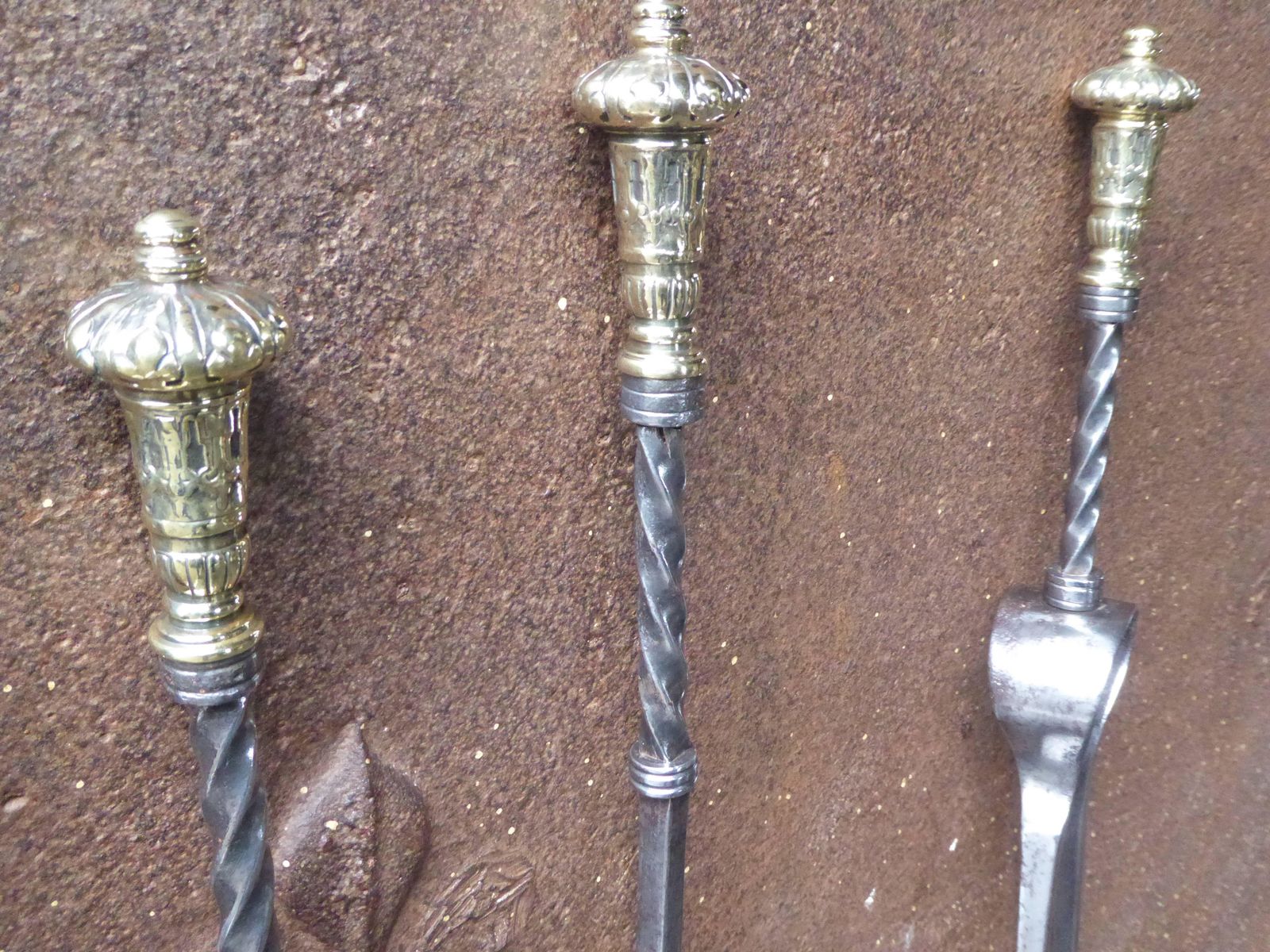 Exceptional English Art Nouveau Fireplace Tools photo for sale