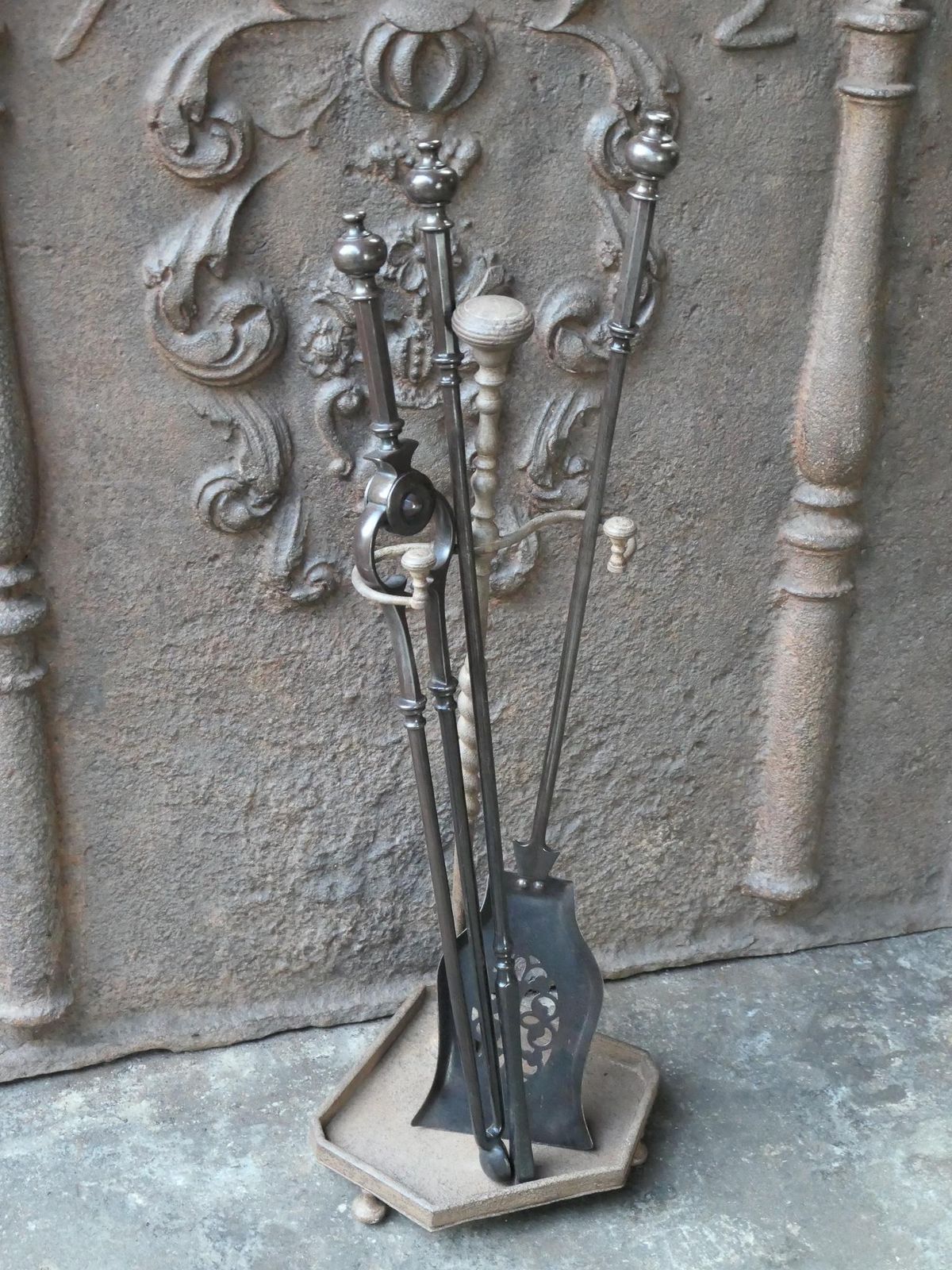 Antique English Victorian Fire Companion Set, 19th C. photo Home Fixtures