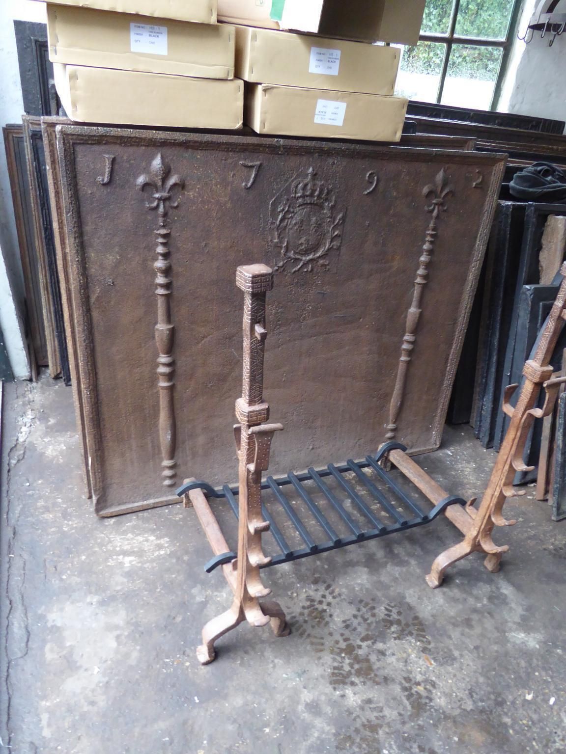 Large French Louis XIII Period Fireplace Grate Or Fire Basket, 17th Century photo buy