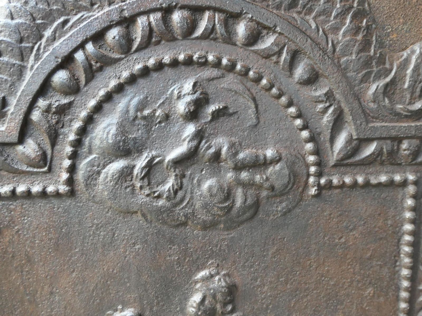 Antique Dutch Louis XV 'Rural Scene' Fireback / Backsplash, 18th Century photo vinterior