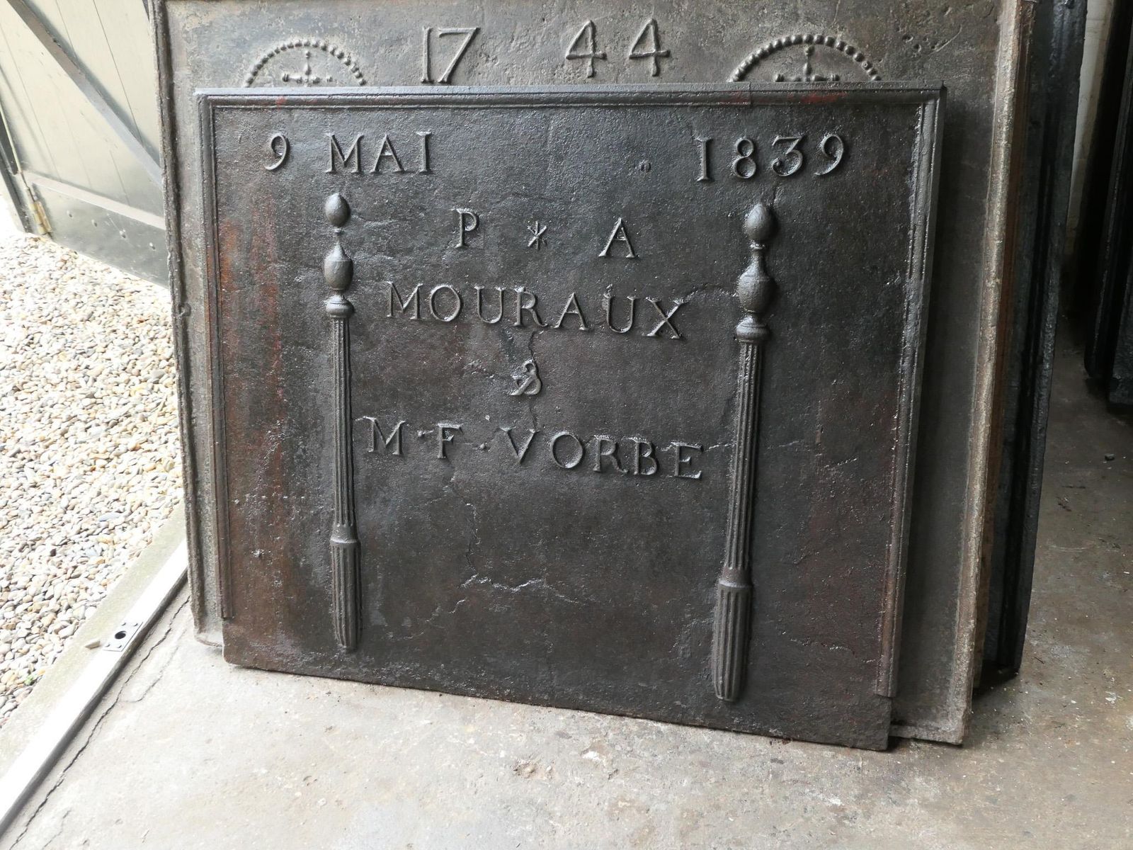 Antique French Neoclassical 'Marriage' Fireback / Backsplash, 19th Century photo Home Fixtures