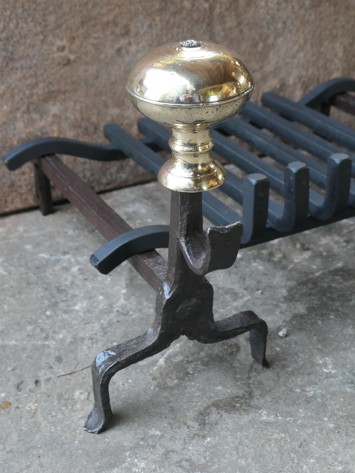 French Louis XV Period Fireplace Grate Or Fire Basket, 18th Century photo vintage
