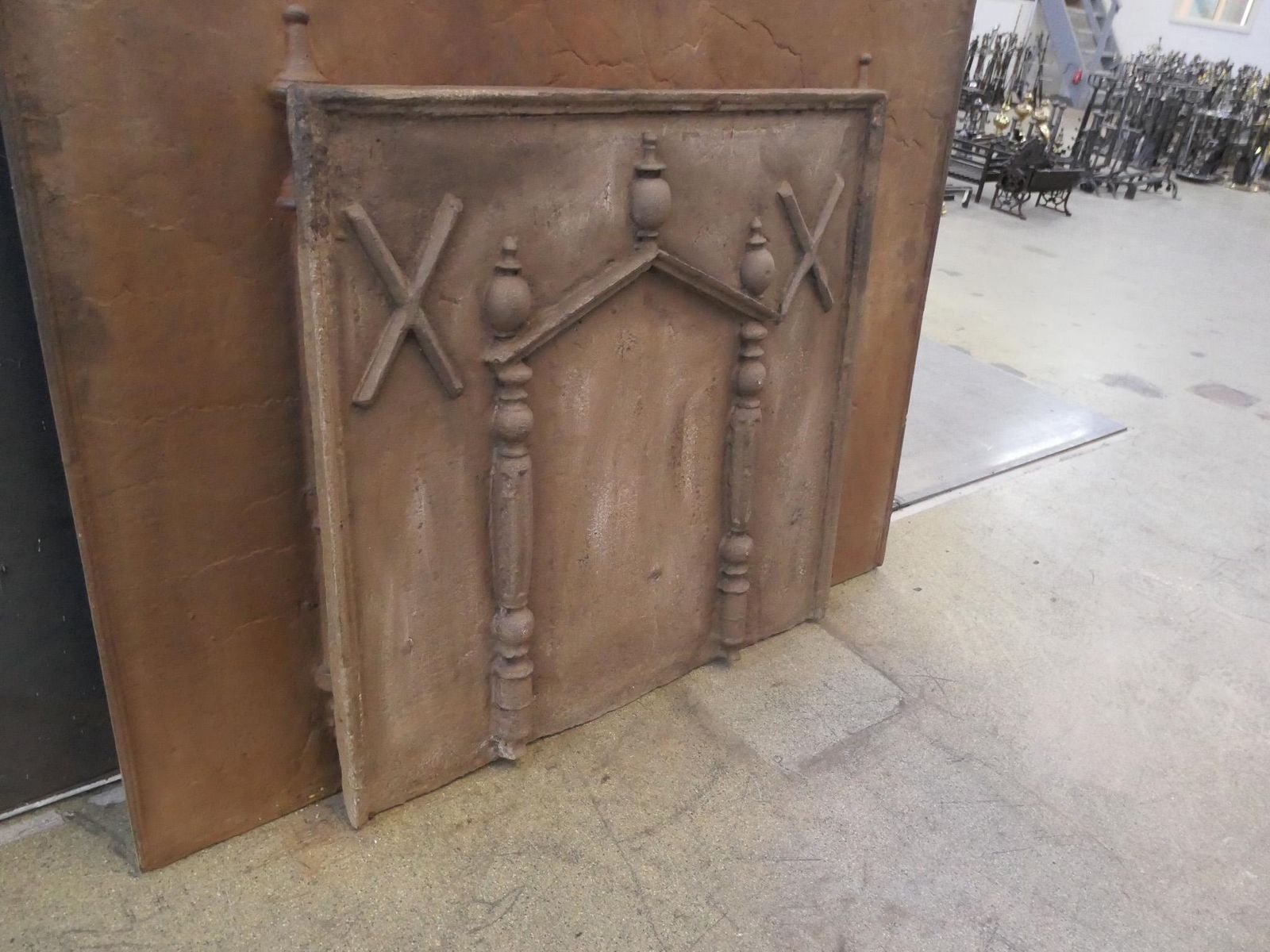 French Louis XIV Period 'Pillars And Pediment' Fireback / Backsplash photo vintage
