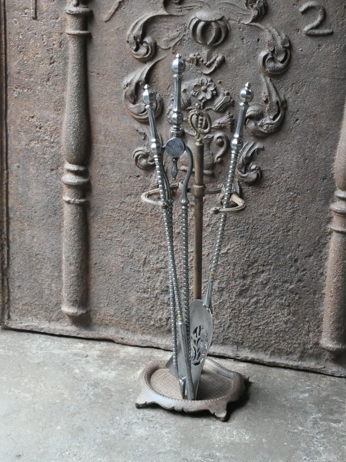 English Polished Steel Georgian Fireplace Tool Set, 18/19th C. photo furniture