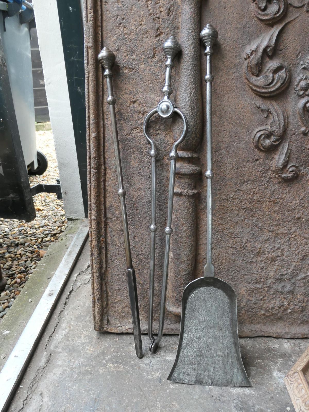 photo furniture English Polished Steel Georgian Fireside Companion Set, 18th   19th C