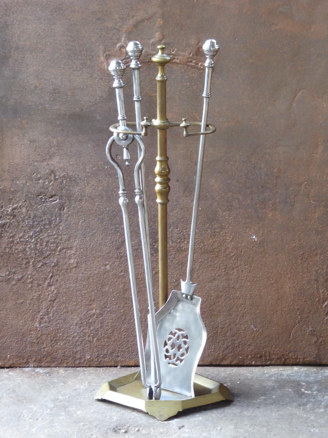 English Set Of Fireplace Tools, Victorian Companion Set, 19th Century photo for sale
